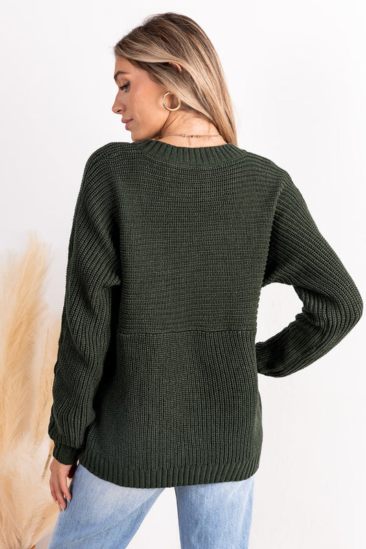 Cupshe Green Round Neck Long Sleeve Knit Sweater