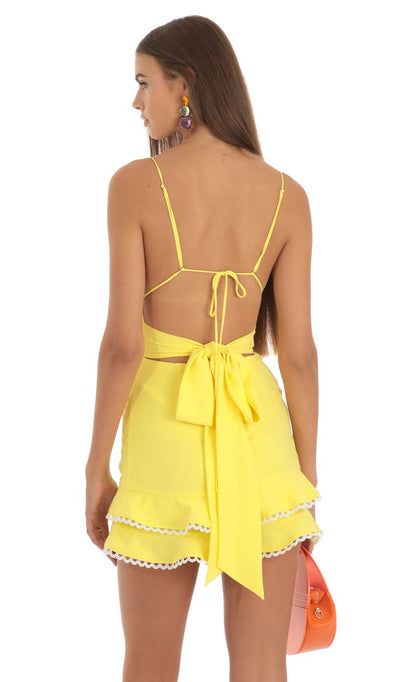 Lucy In The Sky Double Ruffle Dress in Yellow
