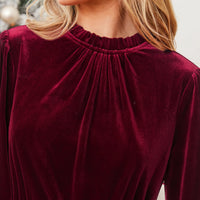 Cupshe Red Velvet Long Puff Sleeve Mini Dress (x2)