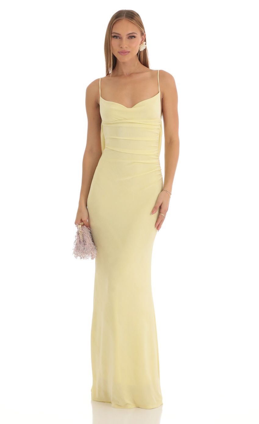 Lucy In The Sky Lace Open Back Maxi Dress in Yellow