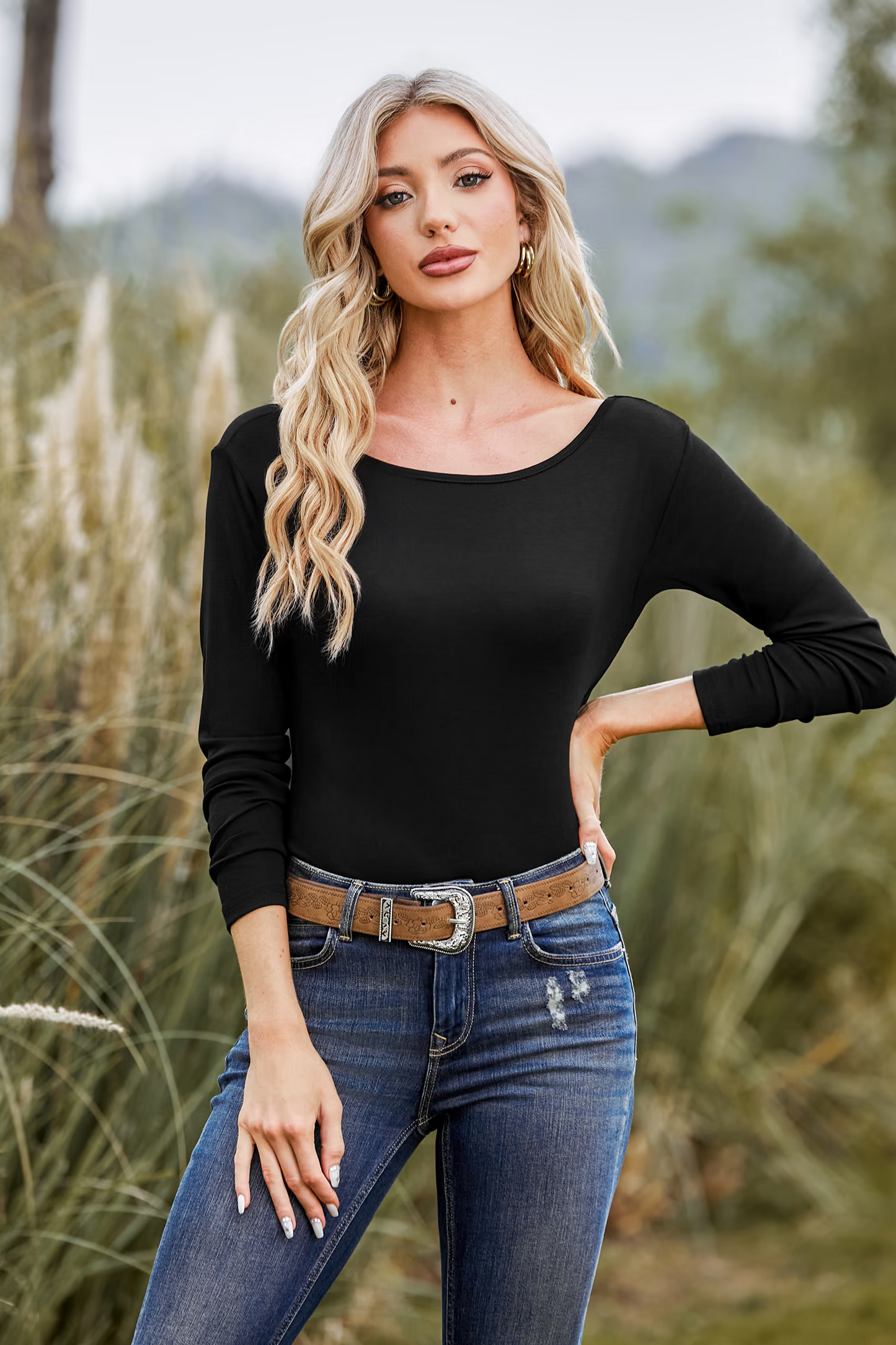 Cupshe Black One Shoulder Long Sleeve Sweater (x2)