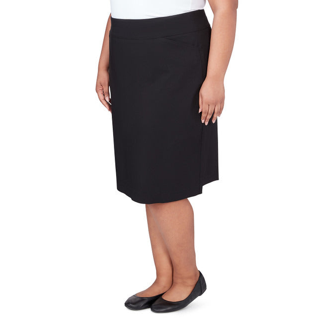 Alfred Dunner Women's Classic Stretch Waist Skirt - BLACK