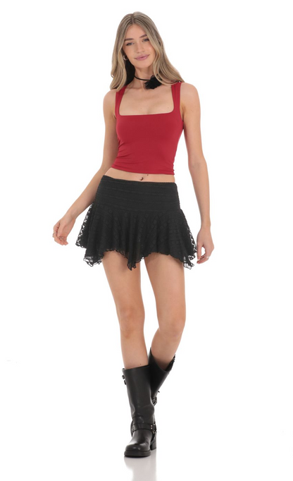 Lucy in the Sky Textured Asymmetrical Skirt in Black