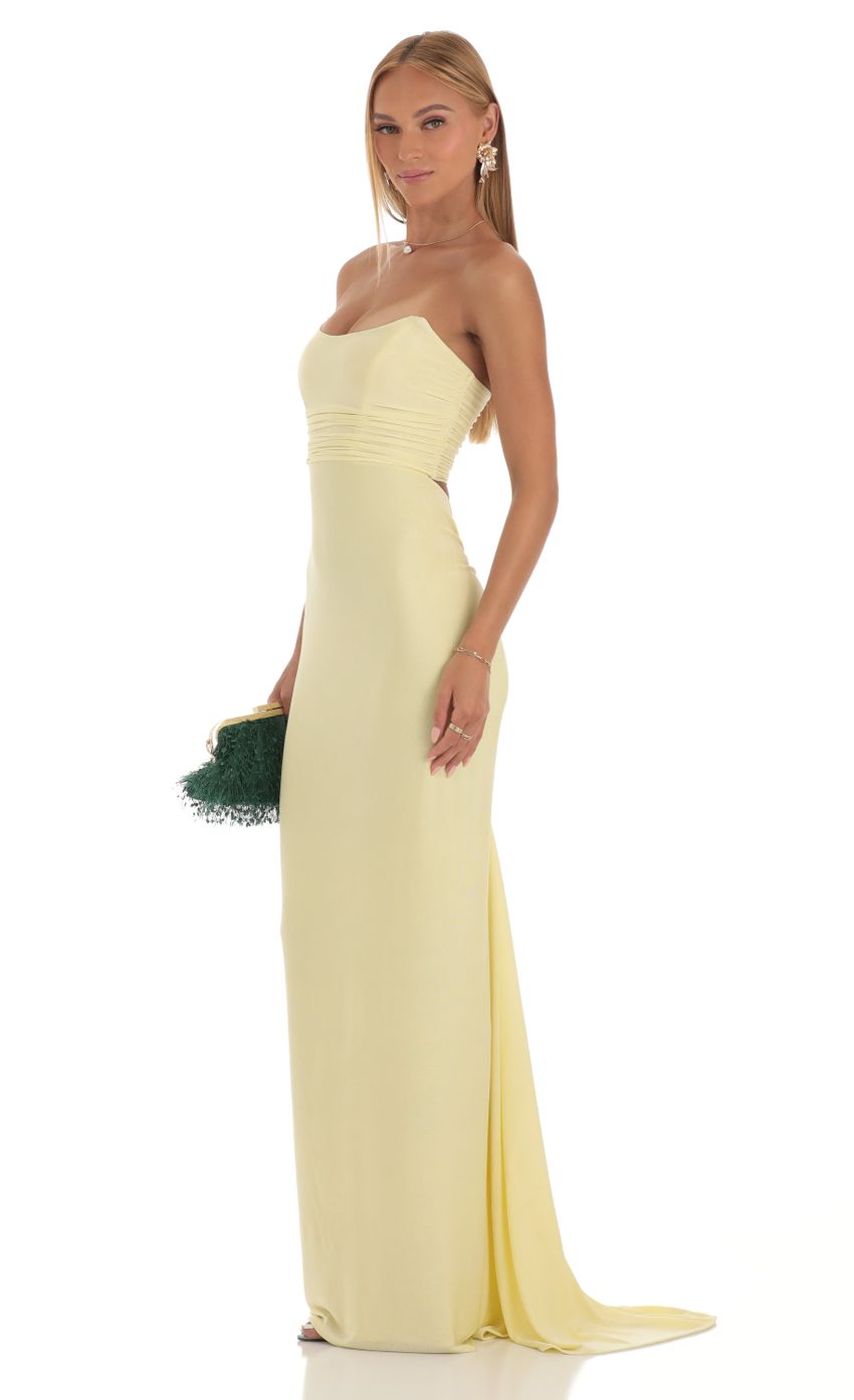 Lucy In The Sky Corset Strapless Maxi Dress in Yellow