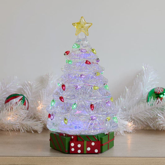 Cracker Barrel Christmas Tree with Lights Glitter Globe