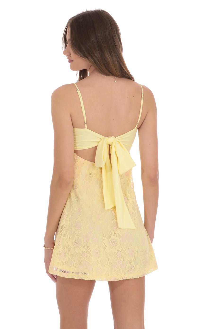 Lucy In The Sky Lace Floral Babydoll Dress in Yellow