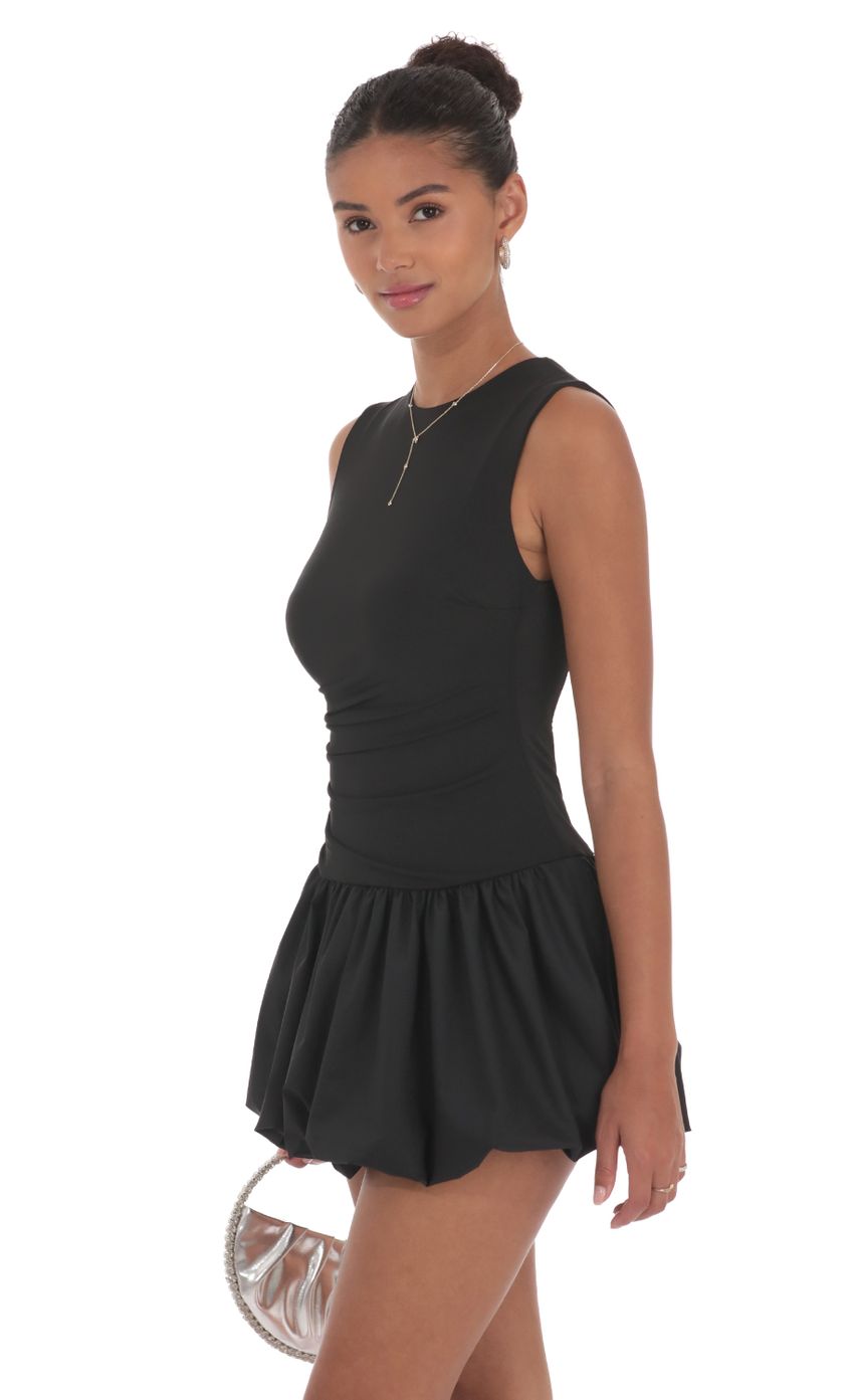 Lucy in the Sky High Neck Bubble Dress in Black