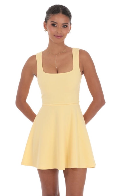 Lucy In The Sky Back Bow A-Line Dress in Yellow