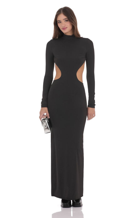 Lucy In The Sky Cutout Maxi Dress in Black