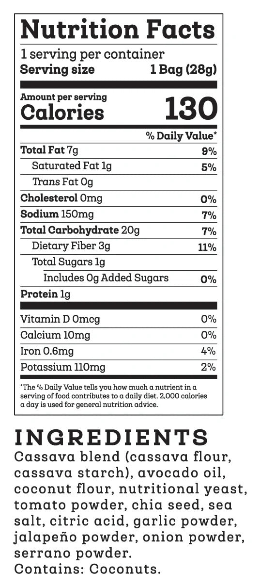 Siete Foods Nacho Grain Free Tortilla Chips 1 oz - 24 bags