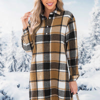 Cupshe Plaid Long Sleeve Mini Shirt Dress(x2)