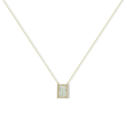 ARGENTO VIVO THE MOTHER OF PEARL VIRGIN MARY SQUARE PENDANT