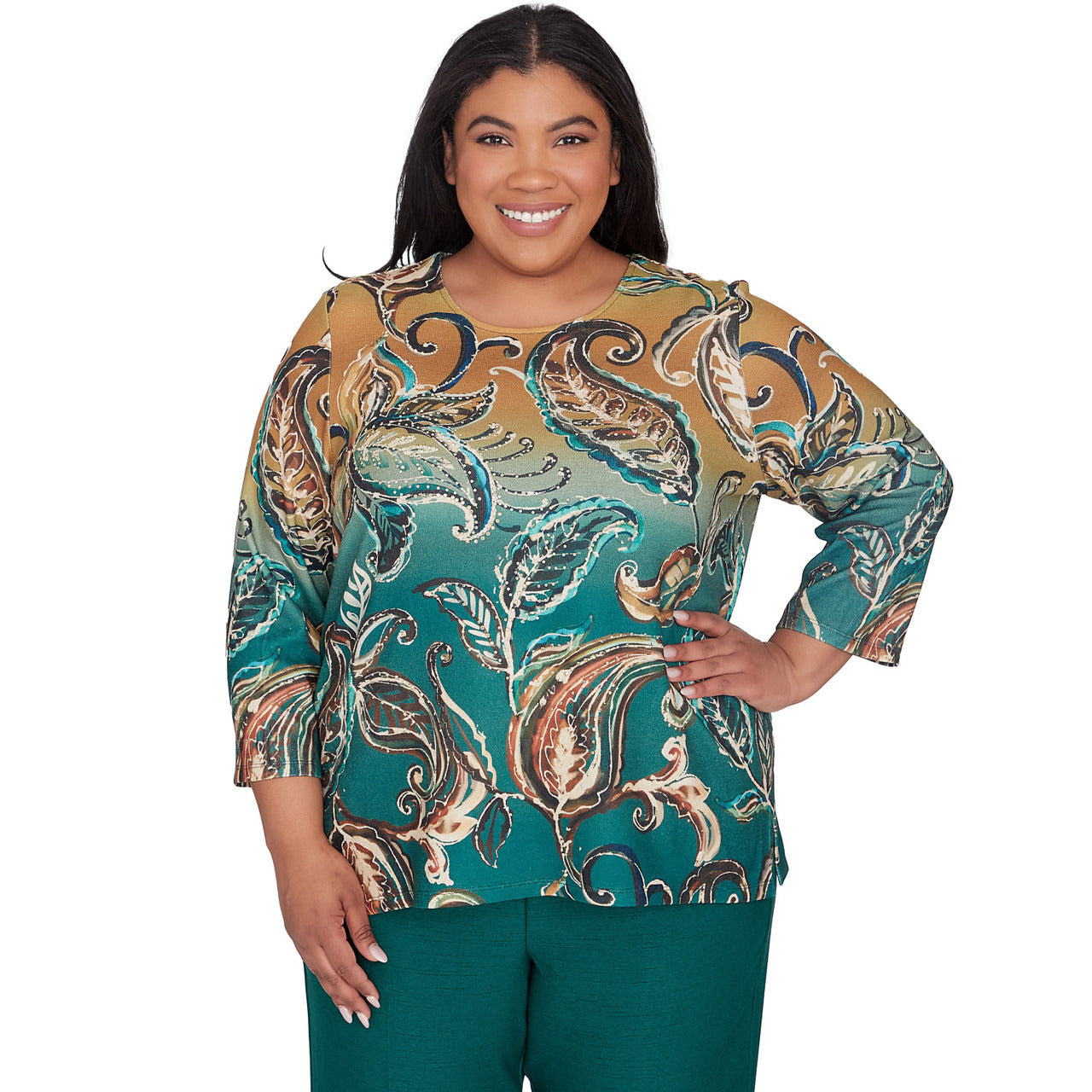 Alfred Dunner Women's Paisley Ombre Top