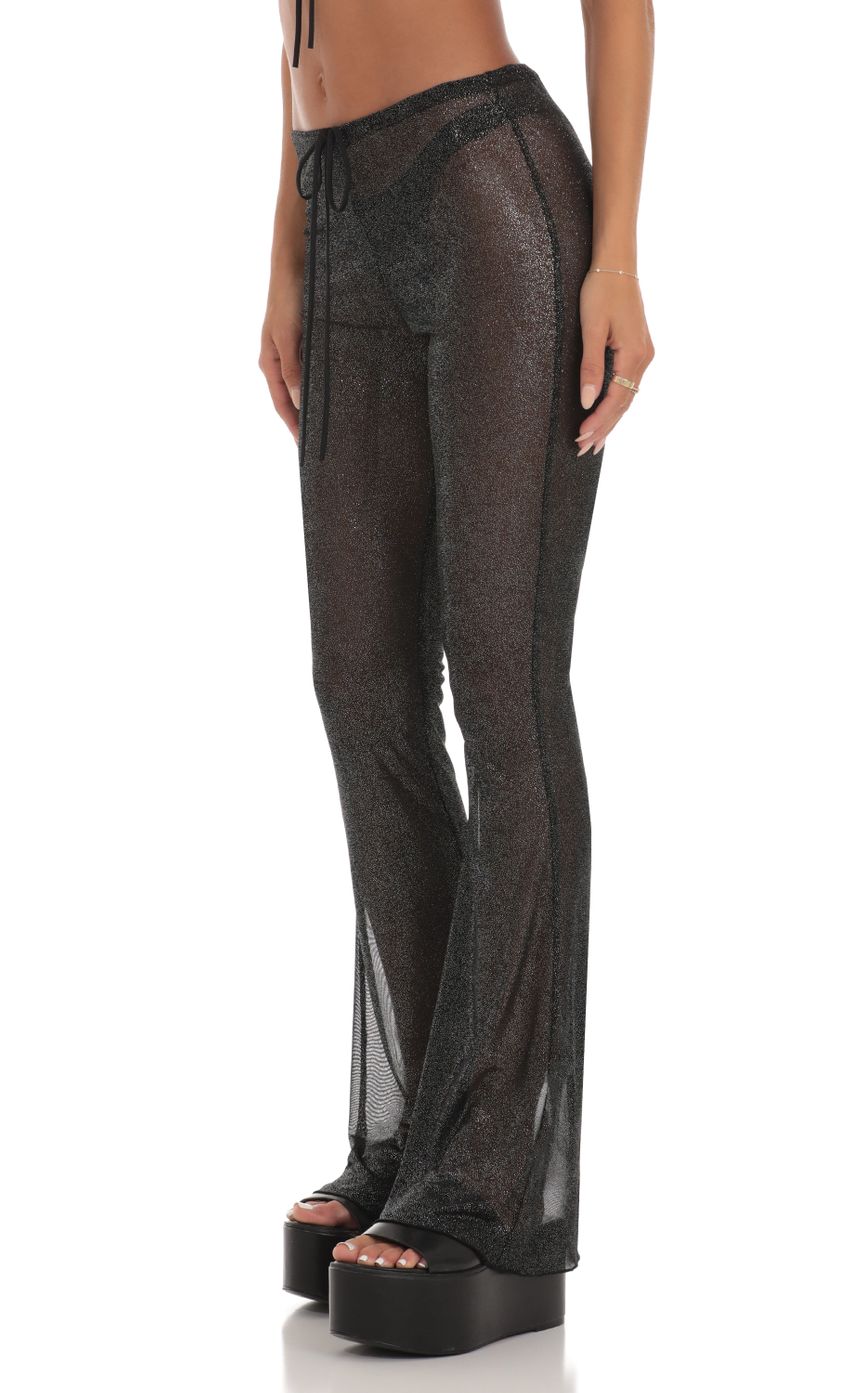 Lucy In The Sky Shimmer Three Piece Pant Set in Black