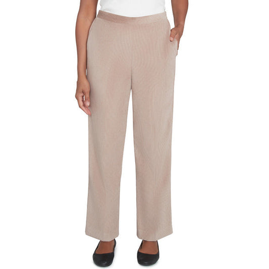 Alfred Dunner Women's Corduroy Elastic Waist Short Length Pleated Pant - FAWN