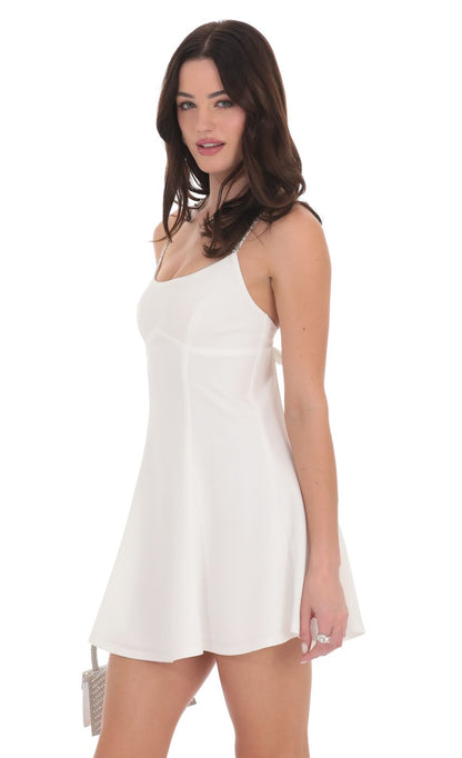 Lucy In The Sky Rhinestone Fit and Flare Dress in White