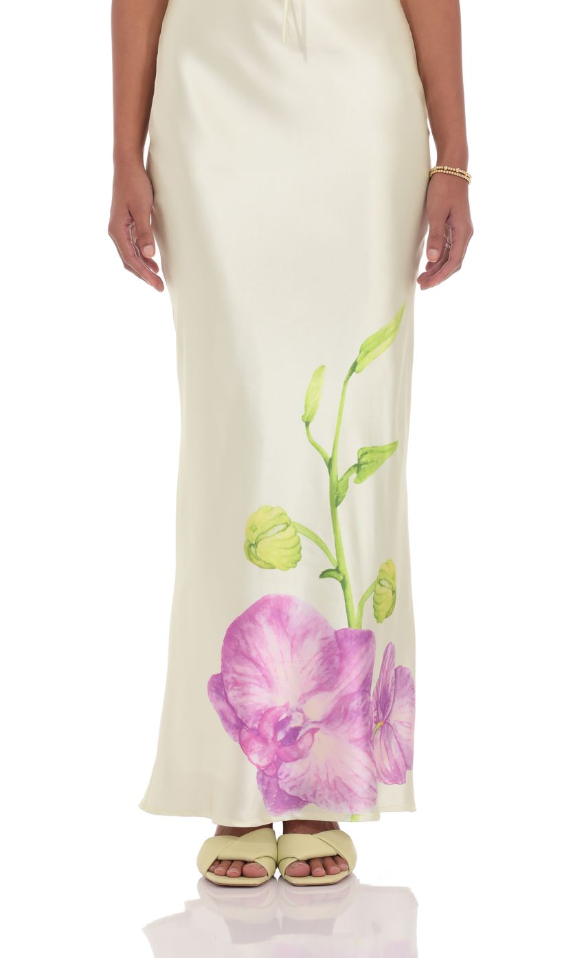 Lucy In The Sky Satin Front Tie Floral Maxi Dress in Pastel Green