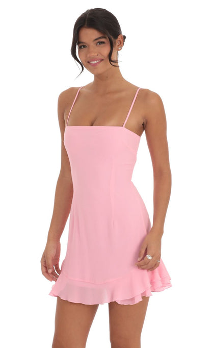 Lucy In The Sky Ruffle Dress in Pink