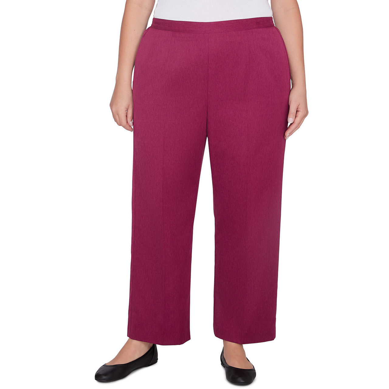 Alfred Dunner Women's Classic Faux Suede Slant Pocket Medium Length Pant - WINE