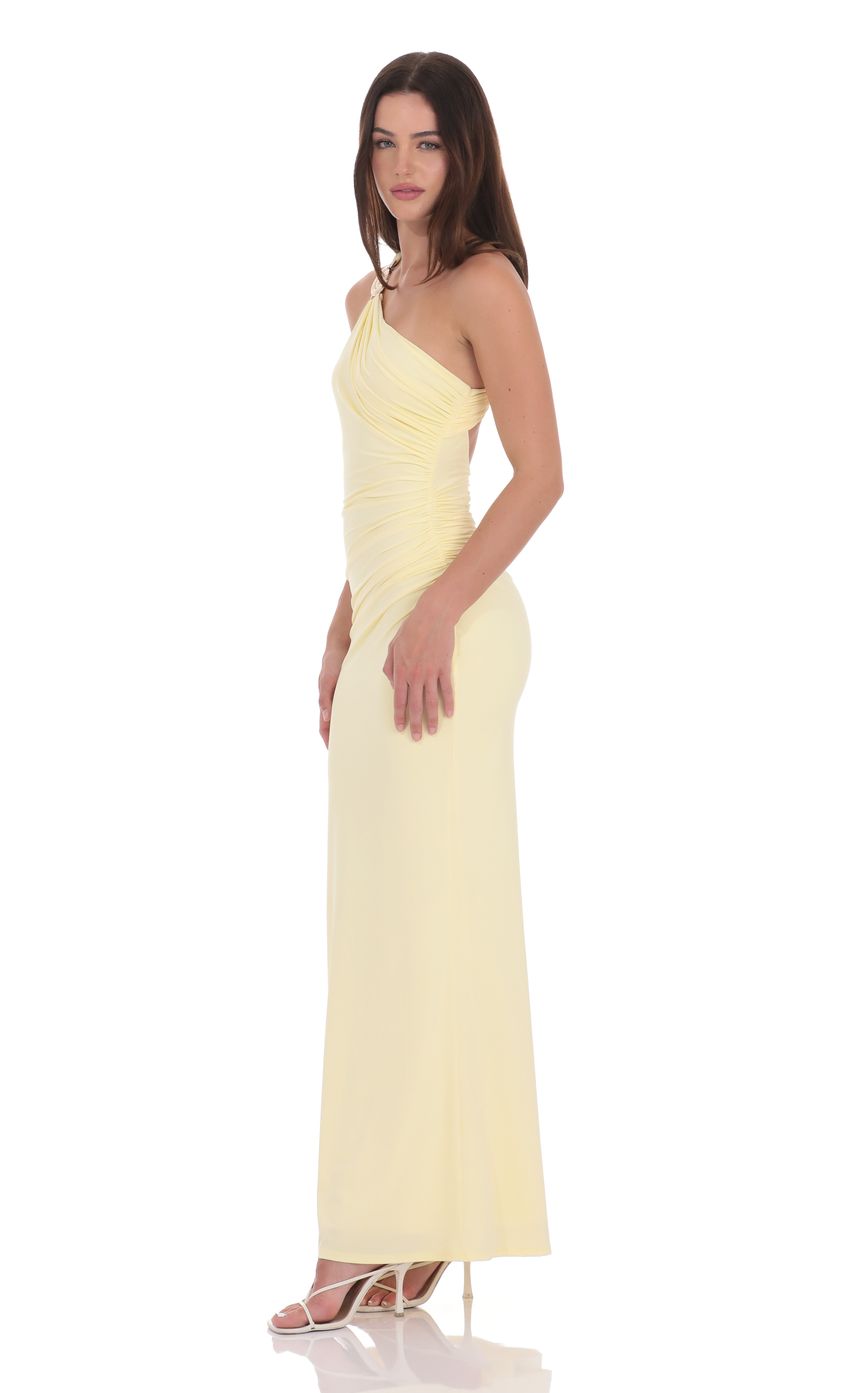 Lucy In The Sky Conch One Shoulder Maxi Dress in Yellow