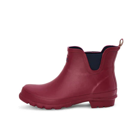 Jileon Rain Boots Ankle Height Rain Boots - Raspberry Red - Wide Foot - Easy to Slip On