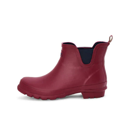 Jileon Rain Boots Ankle Height Rain Boots - Raspberry Red - Wide Foot - Easy to Slip On