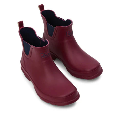 Jileon Rain Boots Ankle Height Rain Boots - Raspberry Red - Wide Foot - Easy to Slip On