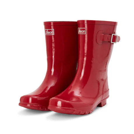 Jileon Rain Boots Half Height Rain Boots - Red Gloss - Wide Foot & Ankle
