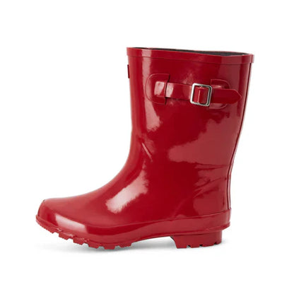Jileon Rain Boots Half Height Rain Boots - Red Gloss - Wide Foot & Ankle