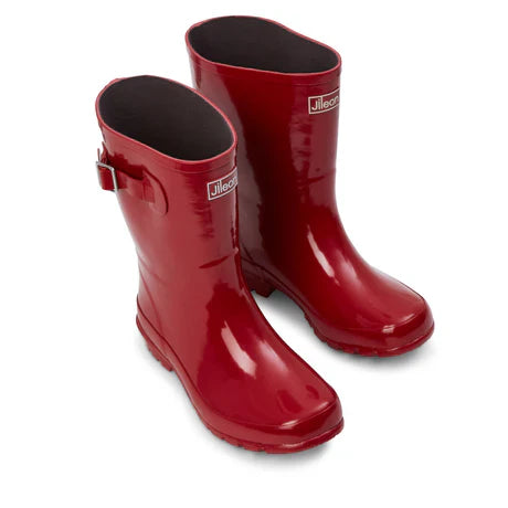 Jileon Rain Boots Half Height Rain Boots - Red Gloss - Wide Foot & Ankle