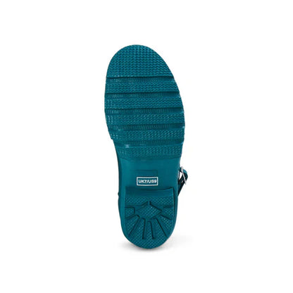 Jileon Rain Boots Half Height Rain Boots - Teal with Leaves - Wide Foot and Ankle