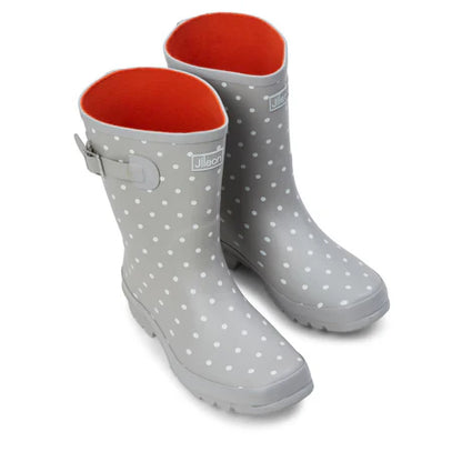 Jileon Rain Boots Half Height Rain Boots - Gray with White Spots - Wide Foot & Ankle