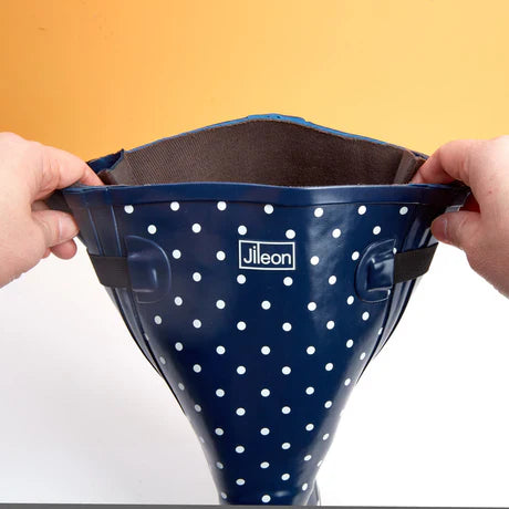 Jileon Rain Boots Extra Wide Calf Womens' Rain Boots - Navy Spots - 16-23 Inch Calf - Wide in Foot and Ankle