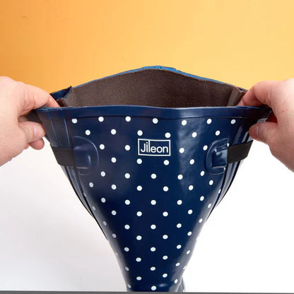 Jileon Rain Boots Extra Wide Calf Womens' Rain Boots - Navy Spots - 16-23 Inch Calf - Wide in Foot and Ankle