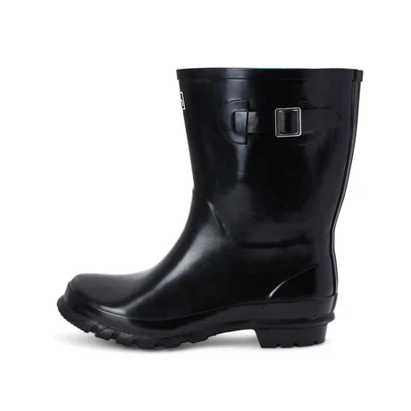 Jileon Rain Boots Half Height Rain Boots - Black Glossy - Wide Foot and Ankle
