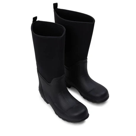 Jileon Rain Boots Extra Wide Calf Neoprene Rubber Rain Boots - Black - Up to 20 inch Calf - Wide in Foot and Ankle