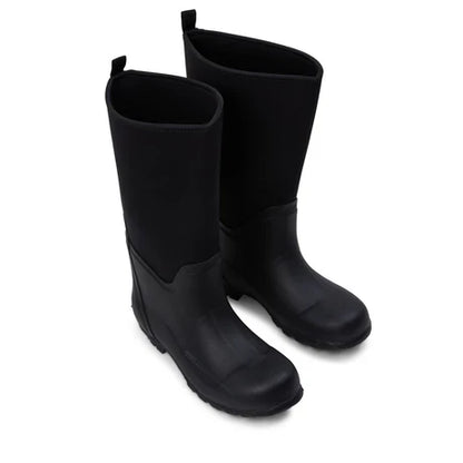 Jileon Rain Boots Extra Wide Calf Neoprene Rubber Rain Boots - Black - Up to 20 inch Calf - Wide in Foot and Ankle
