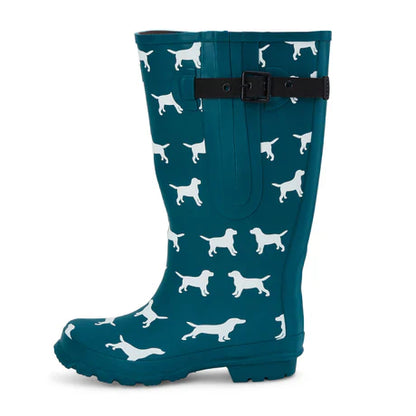 Jileon Rain Boots Extra Wide Calf Women's Rain Boots - Teal Dogs - 16-23 Inch Calf - Wide in Foot & Ankle
