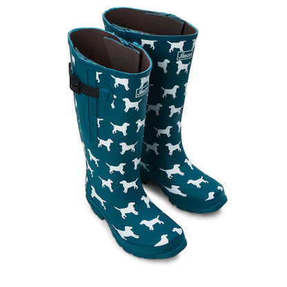 Jileon Rain Boots Extra Wide Calf Women's Rain Boots - Teal Dogs - 16-23 Inch Calf - Wide in Foot & Ankle