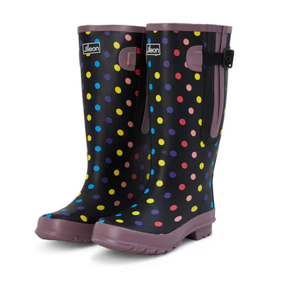 Jileon Rain Boots Extra Wide Calf Women's Spotty Rain Boots: 16-23 Inch Calf - Wide in Foot and Ankle