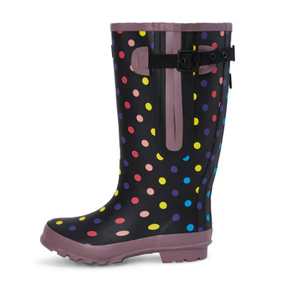 Jileon Rain Boots Extra Wide Calf Women's Spotty Rain Boots: 16-23 Inch Calf - Wide in Foot and Ankle
