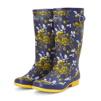 Jileon Rain Boots Wide Calf Rain Boots - 15 to 18 inch calf - Floral - Wide Fit in Foot and Ankle