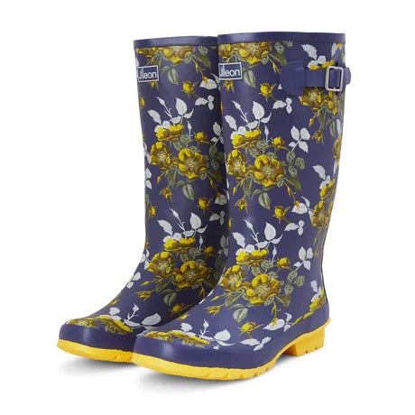 Jileon Rain Boots Wide Calf Rain Boots - 15 to 18 inch calf - Floral - Wide Fit in Foot and Ankle