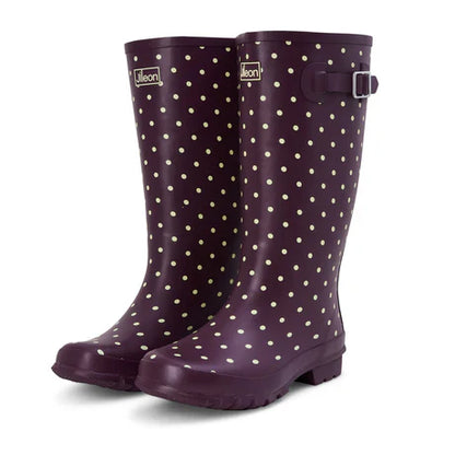 Jileon Rain Boots Wide Calf Rain Boots - 15 to 18 inch calf - Purple Spot - Wide Fit in Foot and Ankle