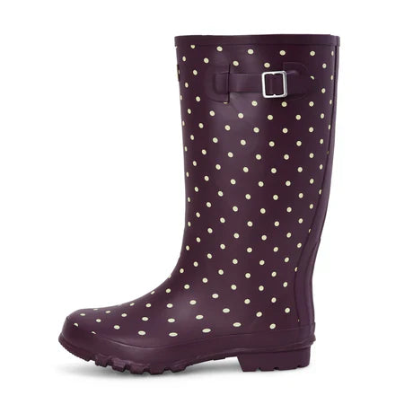 Jileon Rain Boots Wide Calf Rain Boots - 15 to 18 inch calf - Purple Spot - Wide Fit in Foot and Ankle