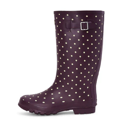 Jileon Rain Boots Wide Calf Rain Boots - 15 to 18 inch calf - Purple Spot - Wide Fit in Foot and Ankle