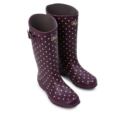 Jileon Rain Boots Wide Calf Rain Boots - 15 to 18 inch calf - Purple Spot - Wide Fit in Foot and Ankle