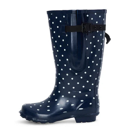 Jileon Rain Boots Extra Wide Calf Womens' Rain Boots - Navy Spots - 16-23 Inch Calf - Wide in Foot and Ankle