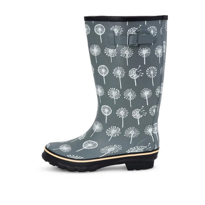 Jileon Rain Boots Wide Calf Rain Boots - 15 to 18 inch calf - Grey Dandelion - Wide in Foot and Ankle