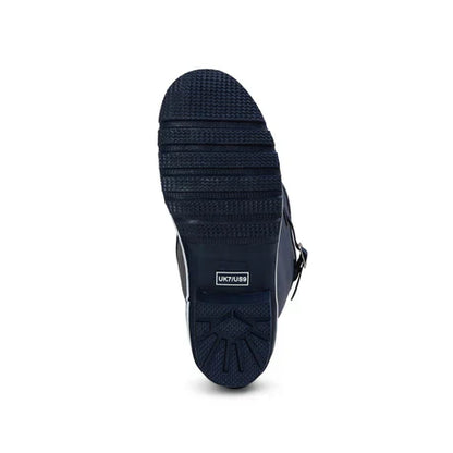 Jileon Rain Boots Wide Calf Rain Boots - 15 to 18 inch calf - Navy with Cream Trim - Wide in Foot and Ankle